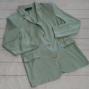 ASOS Soft Green Knit Blazer Tailored Suit Jacket Tall Cut